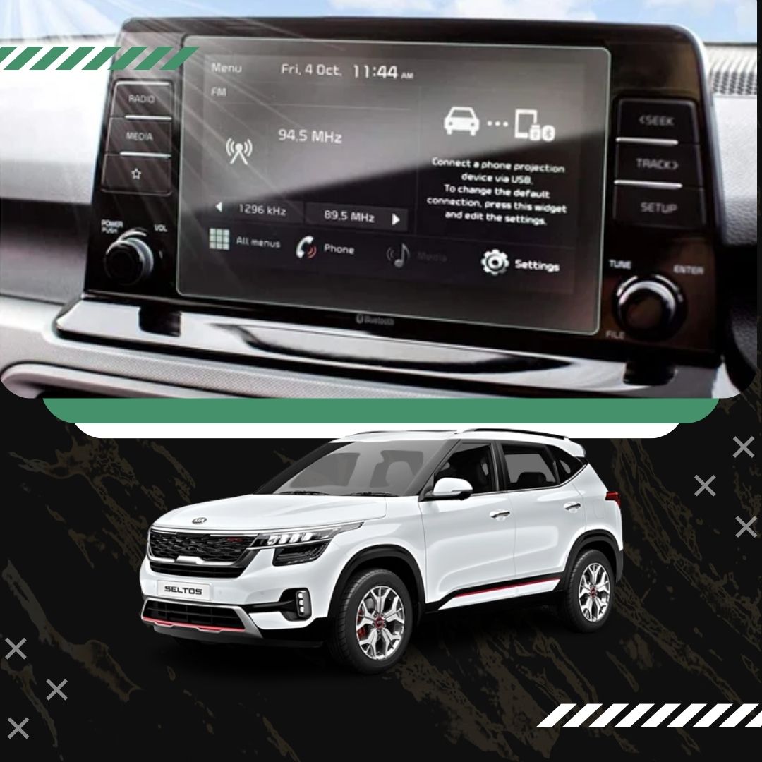 Combo For Kia Seltos Facelift 8 Inch Infotainment + 10.25 Digital Instrument Cluster Accessories Touch Screen Guard & Screen Protector