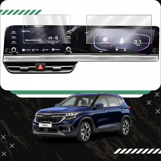 Combo For Kia Seltos Facelift 8 Inch Infotainment + 10.25 Digital Instrument Cluster Accessories Touch Screen Guard & Screen Protector